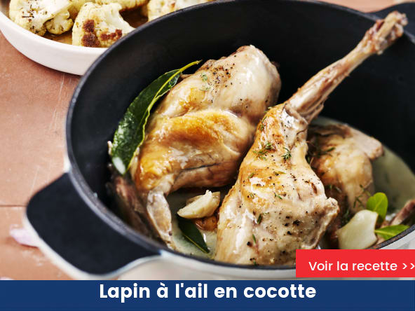 Lapin à l'ail en cocotte
